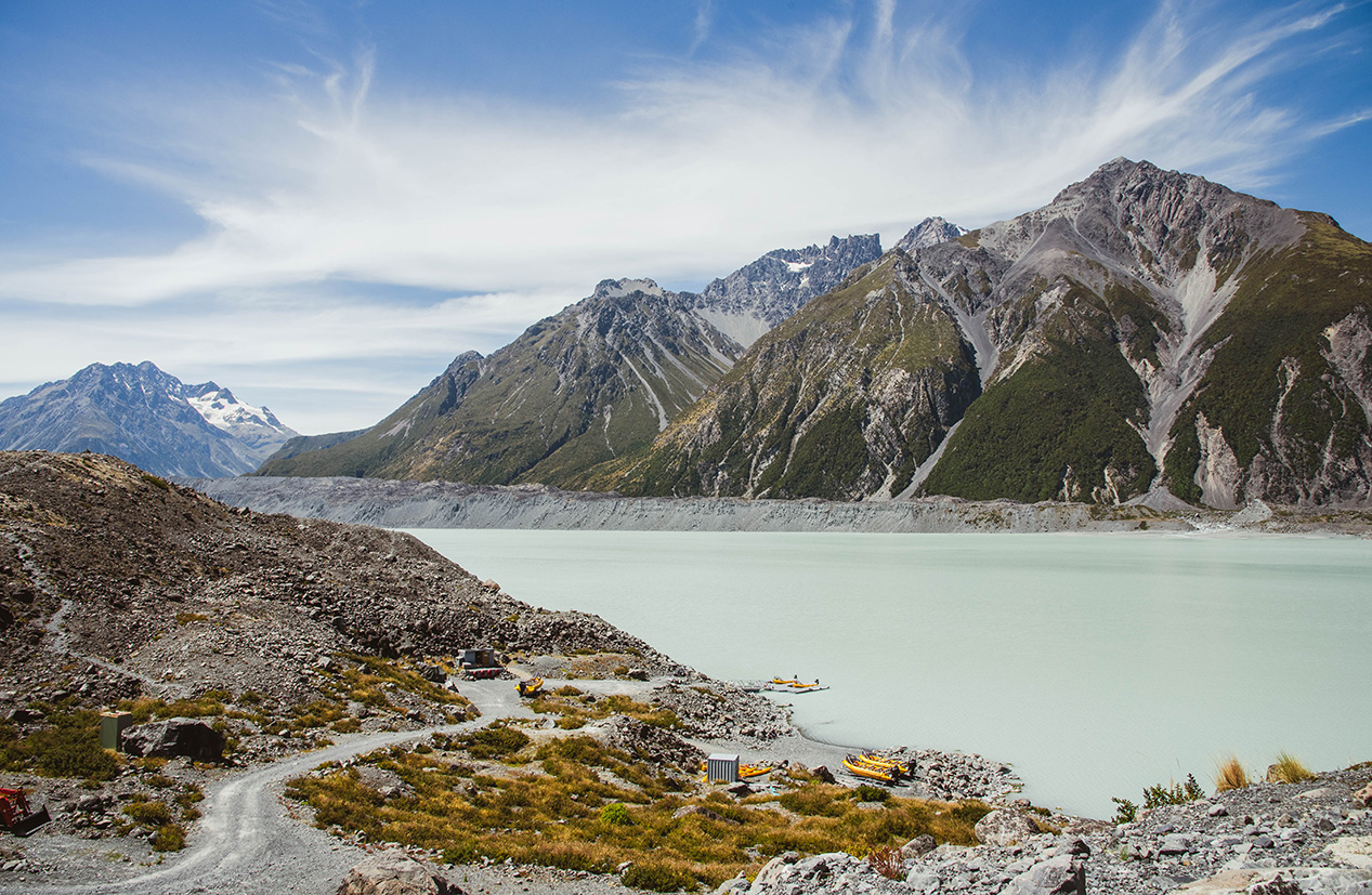 View above the Tasman Lake before you walk down to the jetty